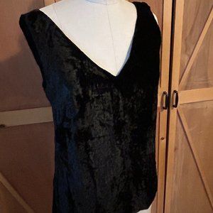 Crushed Black Velvet Vneck Tank